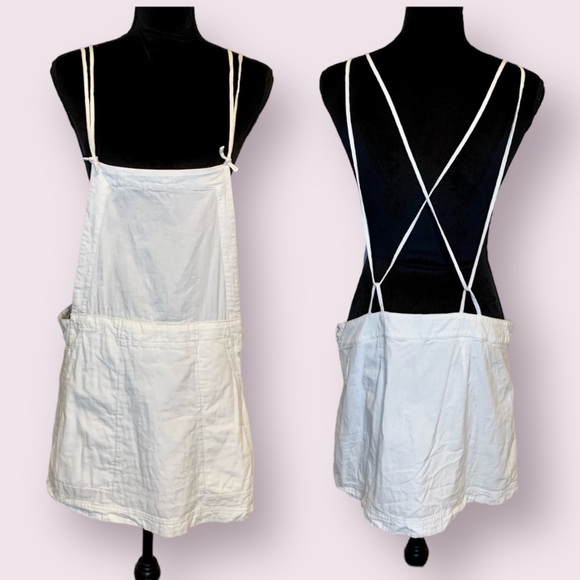 Free People Dresses & Skirts - Free People Overall Skirt Strappy Criss Cross Straps White Size Large